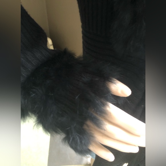 Sisters Black Rabbit Fur and Acrylic Cardigan - Picture 6 of 8